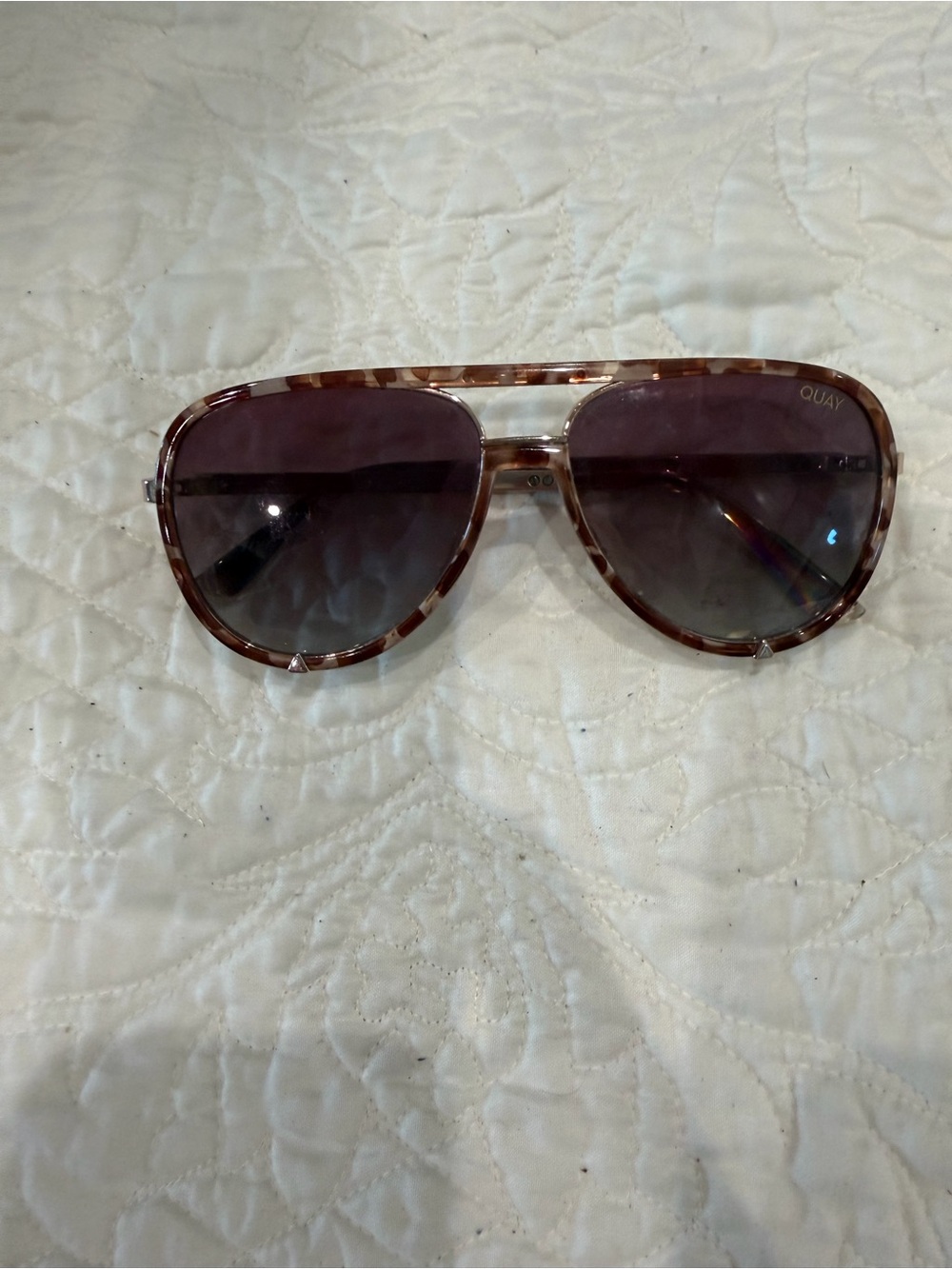 Quay Australia Tortoiseshell Aviator Sunglasses with Gradient Brown Lenses